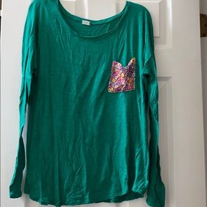 Anthropologie Green Floral Pocket Shirt